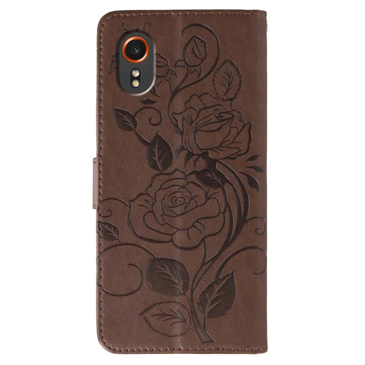 For Samsung Galaxy XCover7 Rose Butterfly Embossed Leather Phone Case