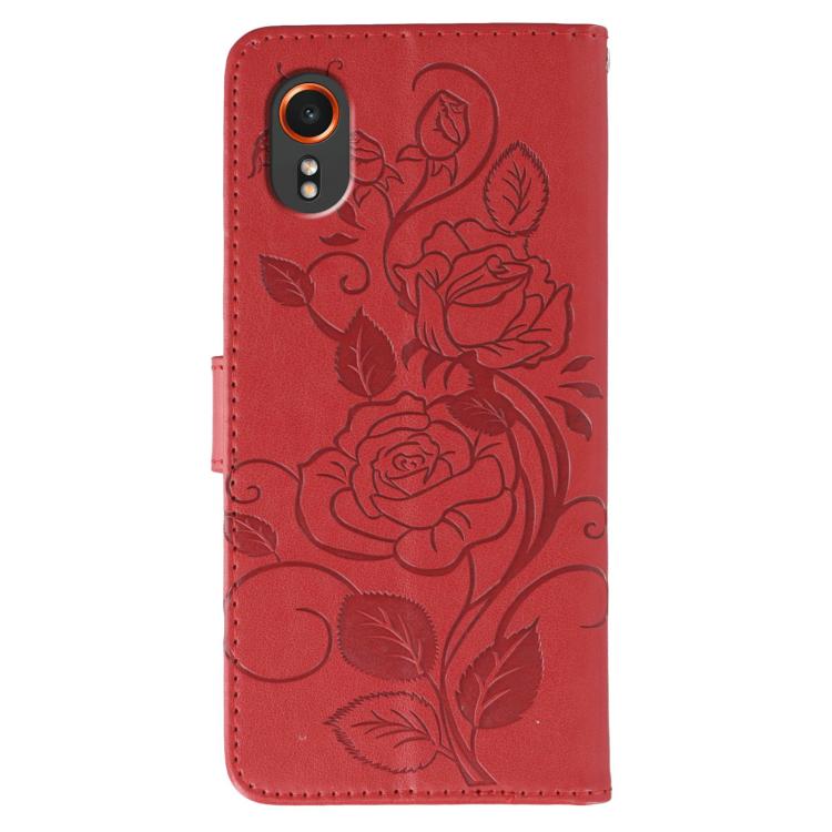 For Samsung Galaxy XCover7 Rose Butterfly Embossed Leather Phone Case