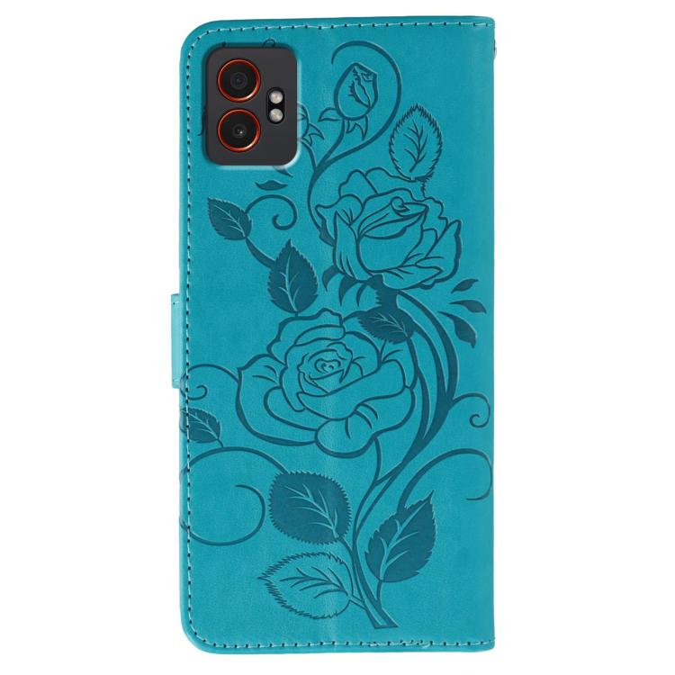 For Samsung Galaxy XCover7 Pro Rose Butterfly Embossed Leather Phone Case