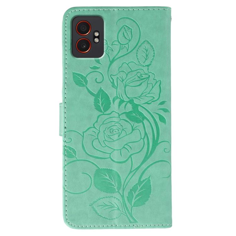 For Samsung Galaxy XCover7 Pro Rose Butterfly Embossed Leather Phone Case