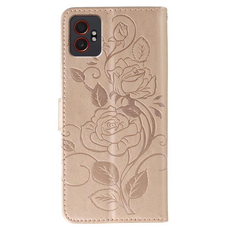 For Samsung Galaxy XCover7 Pro Rose Butterfly Embossed Leather Phone Case
