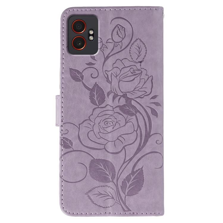 For Samsung Galaxy XCover7 Pro Rose Butterfly Embossed Leather Phone Case