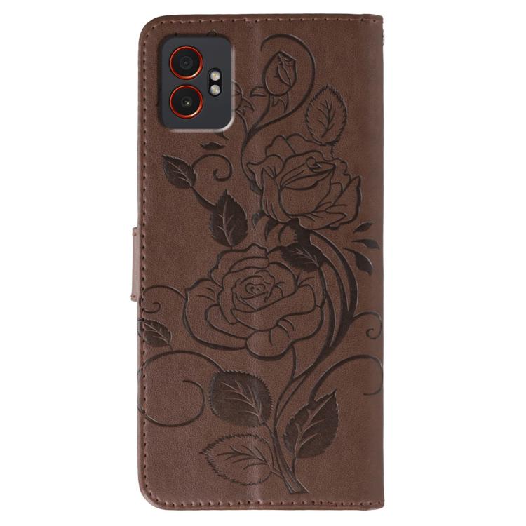 For Samsung Galaxy XCover7 Pro Rose Butterfly Embossed Leather Phone Case