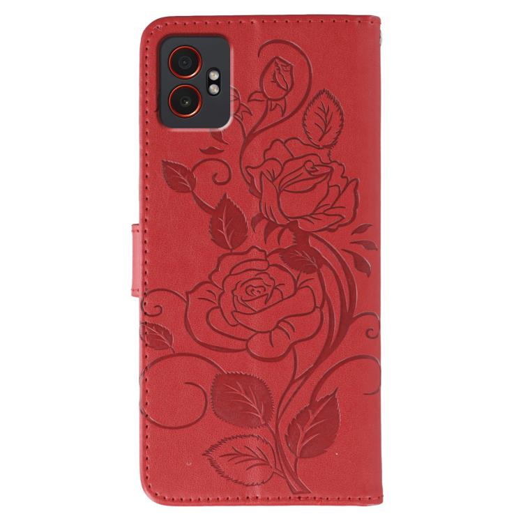 For Samsung Galaxy XCover7 Pro Rose Butterfly Embossed Leather Phone Case