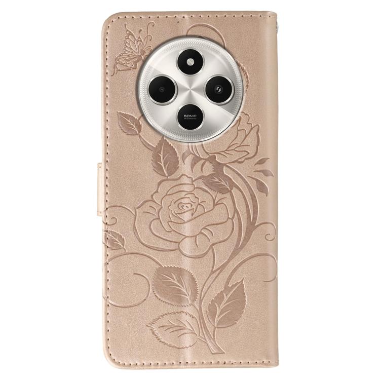For Xiaomi Poco C75 4G / Poco M7 Rose Butterfly Embossed Leather Phone Case