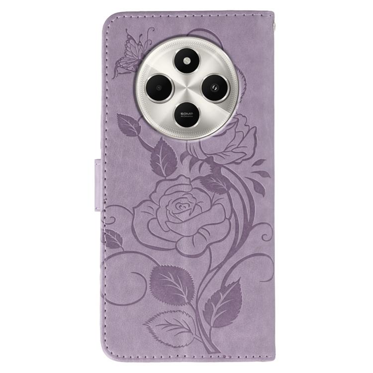 For Xiaomi Poco C75 4G / Poco M7 Rose Butterfly Embossed Leather Phone Case
