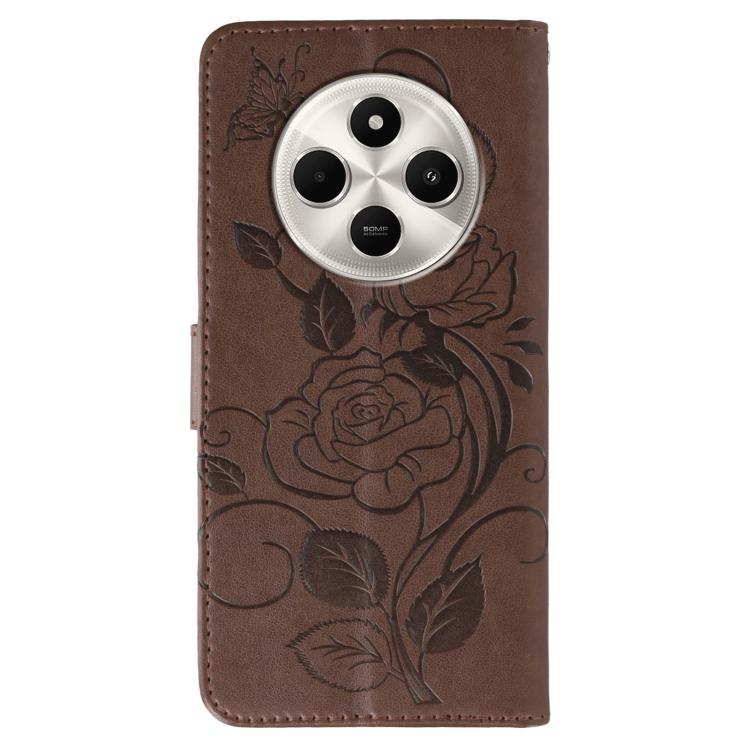 For Xiaomi Poco C75 4G / Poco M7 Rose Butterfly Embossed Leather Phone Case