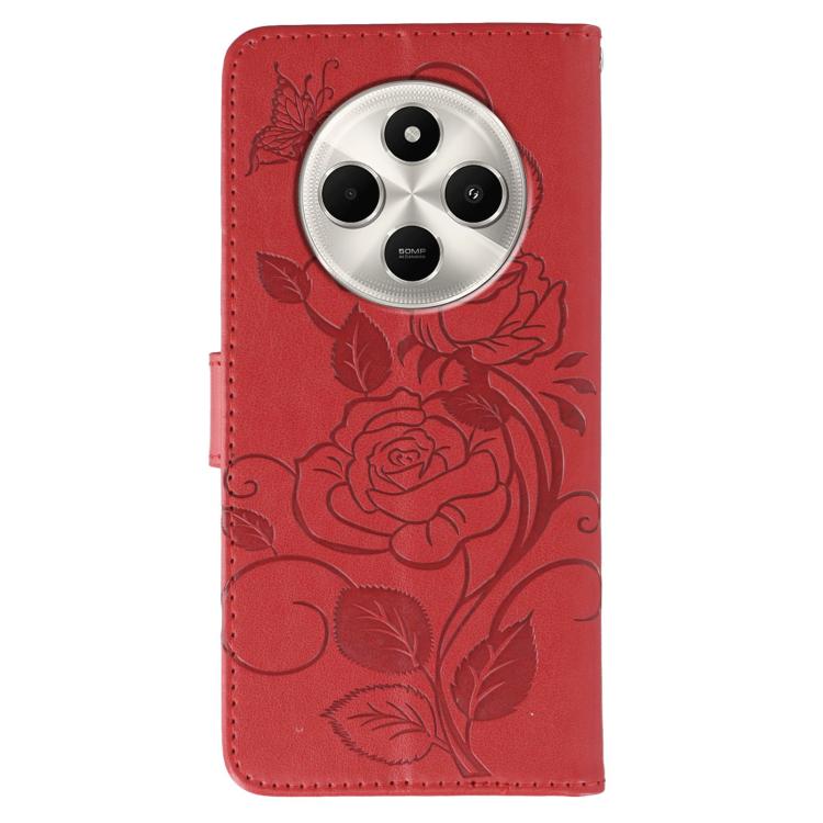 For Xiaomi Poco C75 4G / Poco M7 Rose Butterfly Embossed Leather Phone Case