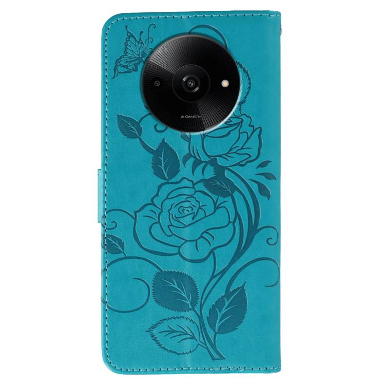 For Xiaomi Poco C61 4G Global Rose Butterfly Embossed Leather Phone Case