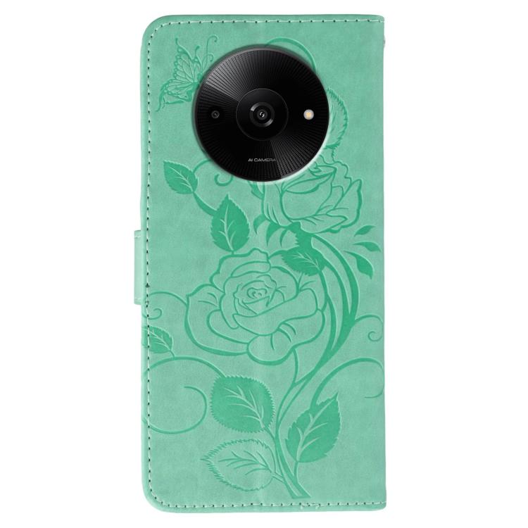 For Xiaomi Poco C61 4G Global Rose Butterfly Embossed Leather Phone Case