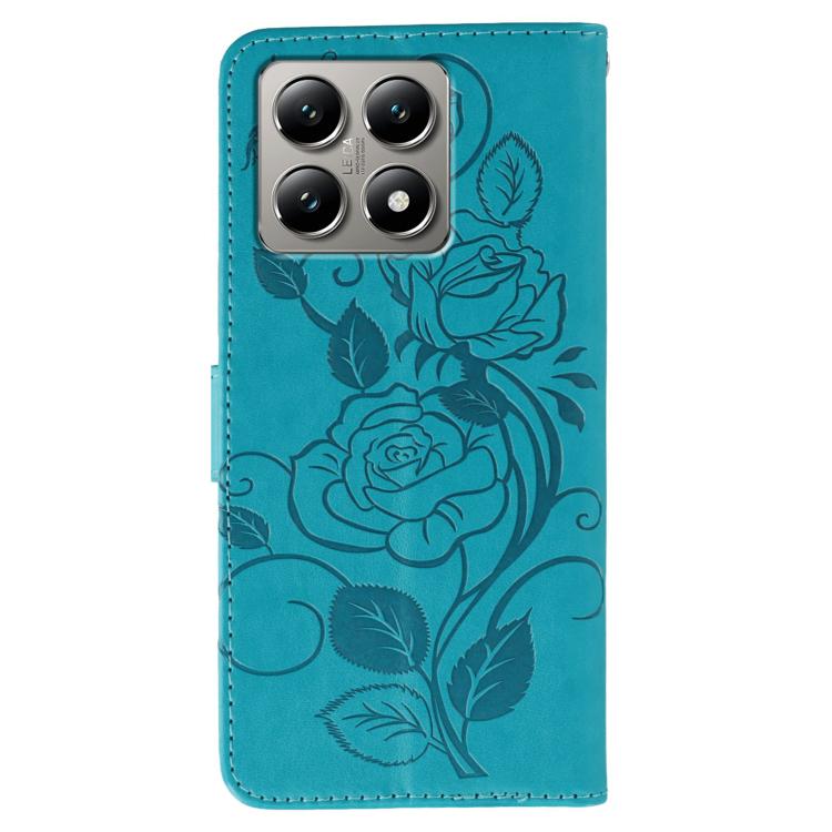 For Xiaomi 14T Pro Rose Butterfly Embossed Leather Phone Case