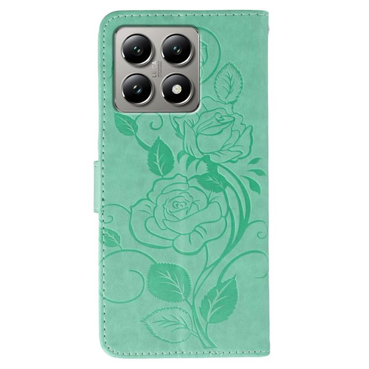 For Xiaomi 14T Pro Rose Butterfly Embossed Leather Phone Case