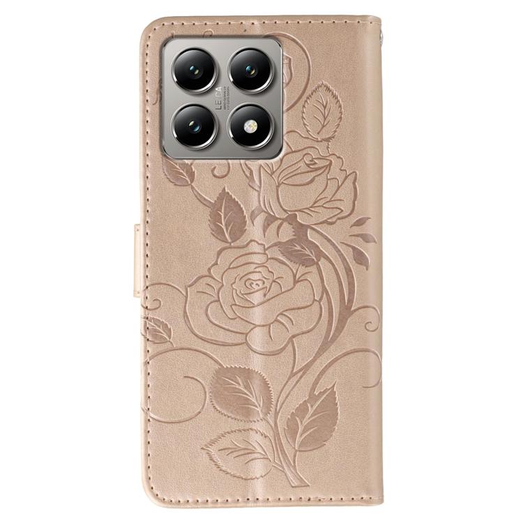 For Xiaomi 14T Pro Rose Butterfly Embossed Leather Phone Case