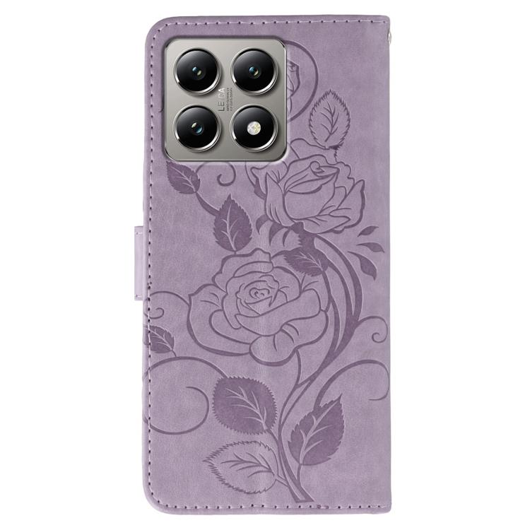 For Xiaomi 14T Pro Rose Butterfly Embossed Leather Phone Case