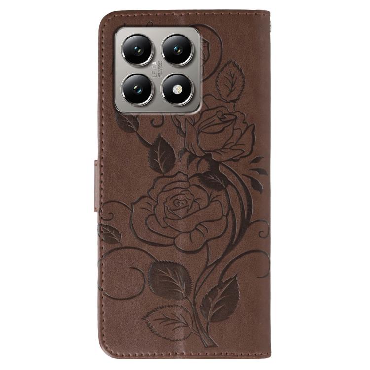 For Xiaomi 14T Pro Rose Butterfly Embossed Leather Phone Case