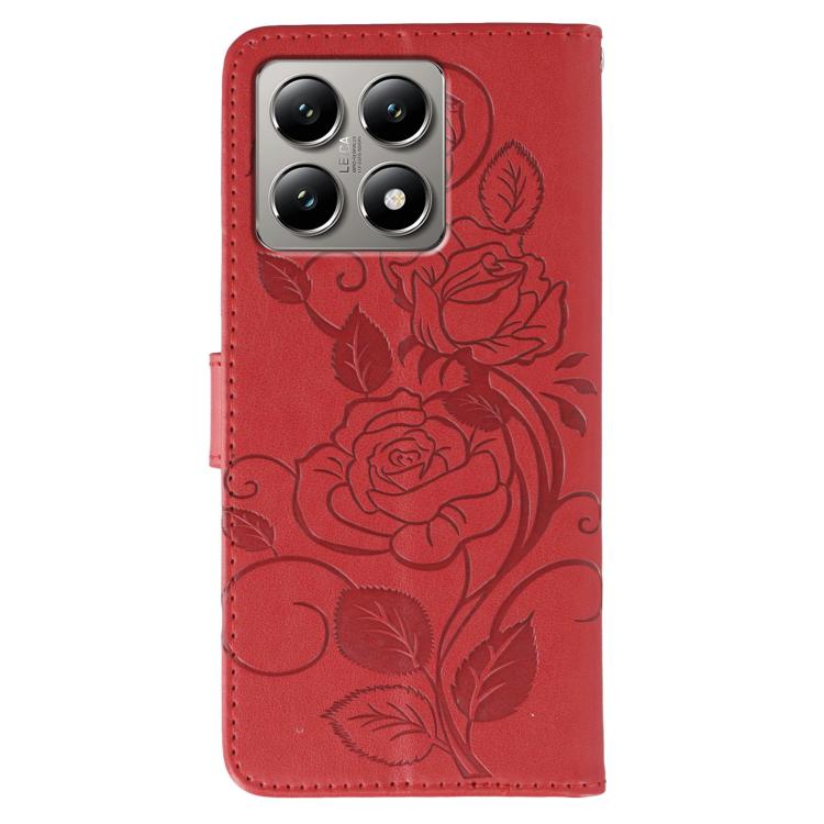 For Xiaomi 14T Pro Rose Butterfly Embossed Leather Phone Case