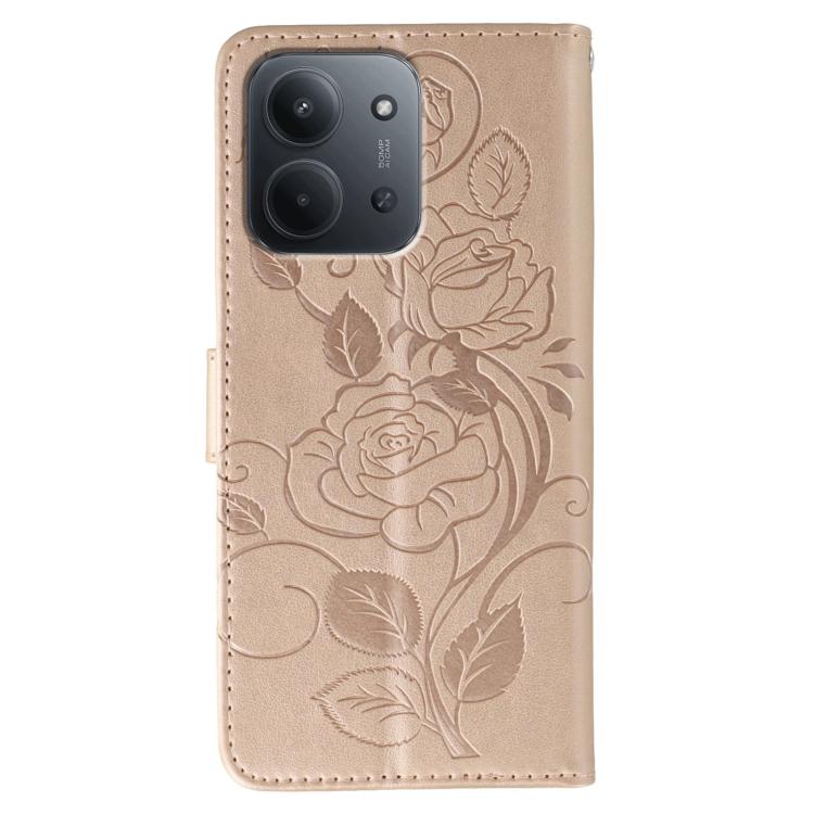 For Redmi 15C 5G / 4G Global 171mm Rose Butterfly Embossed Leather Phone Case