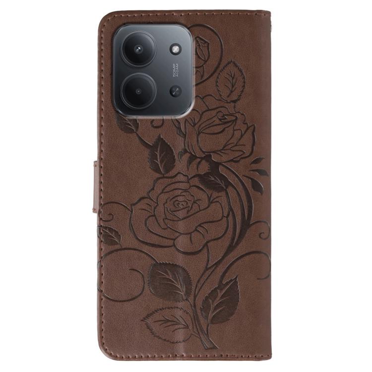 For Redmi 15C 5G / 4G Global 171mm Rose Butterfly Embossed Leather Phone Case