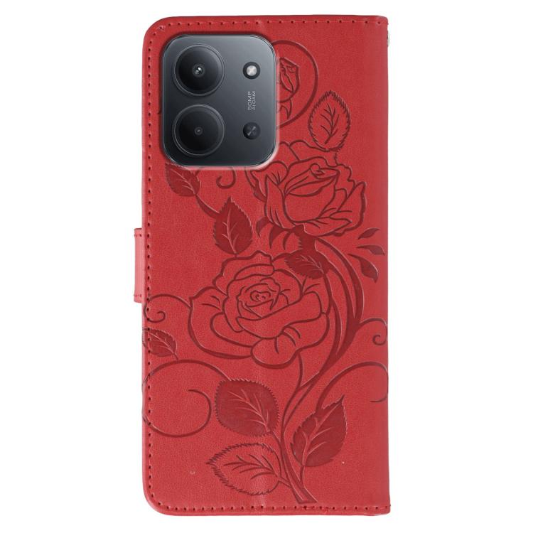 For Redmi 15C 5G / 4G Global 171mm Rose Butterfly Embossed Leather Phone Case