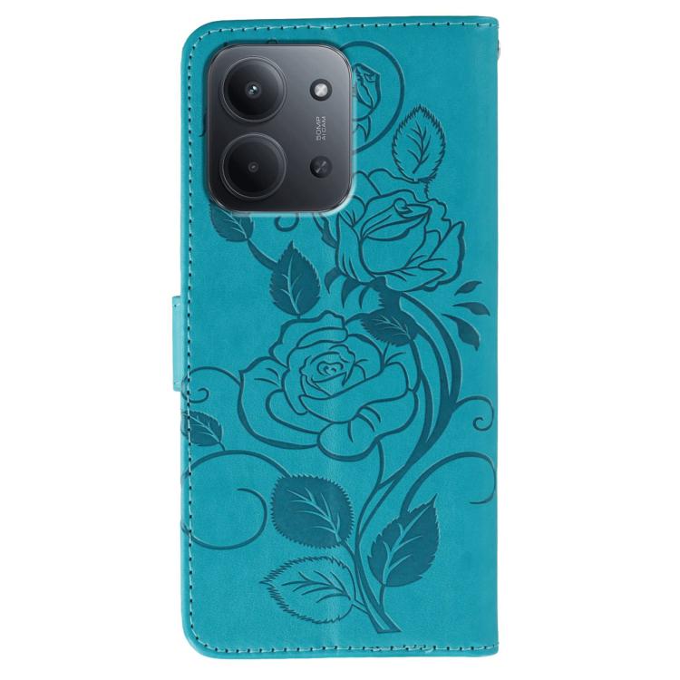 For Redmi 15C 5G / 4G EU 173mm Rose Butterfly Embossed Leather Phone Case