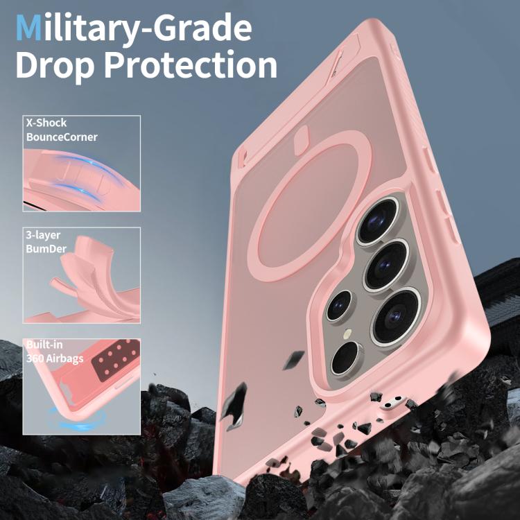 For Samsung Galaxy S25 Ultra 5G Frosted Holder PC Hybrid TPU MagSafe Phone Case