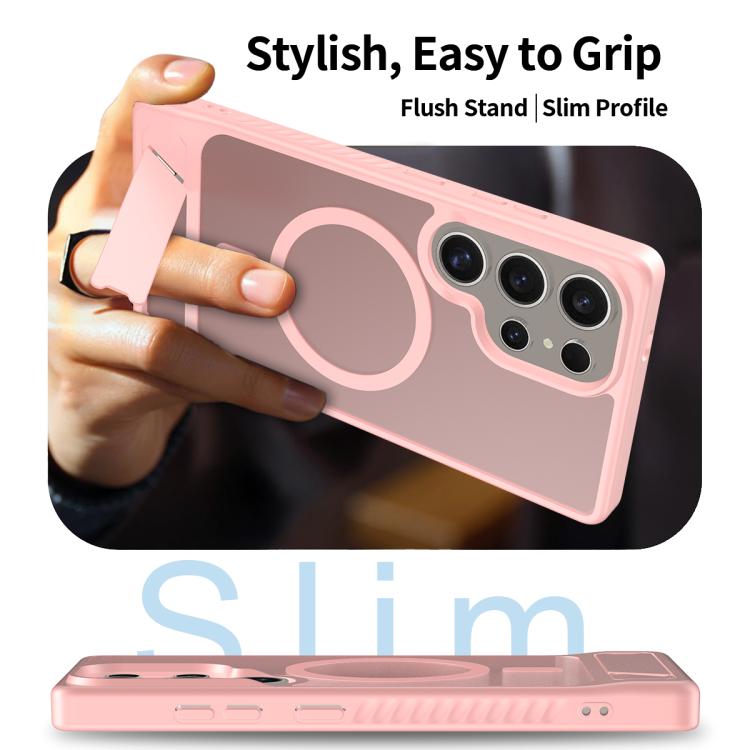 For Samsung Galaxy S24 Ultra 5G Frosted Holder PC Hybrid TPU MagSafe Phone Case