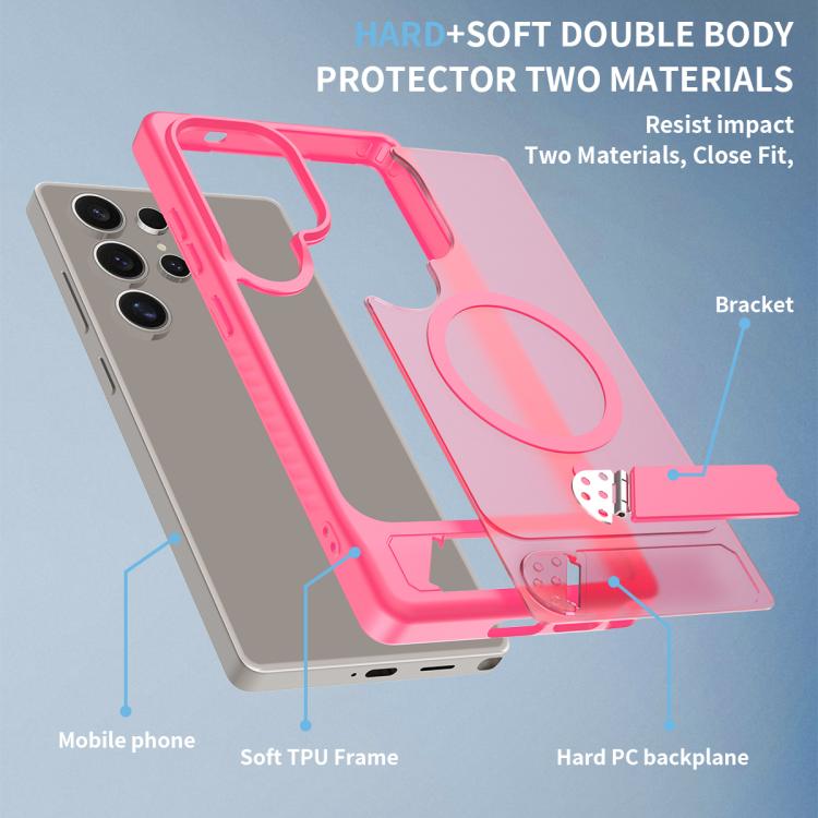 For Samsung Galaxy S24 Ultra 5G Frosted Holder PC Hybrid TPU MagSafe Phone Case
