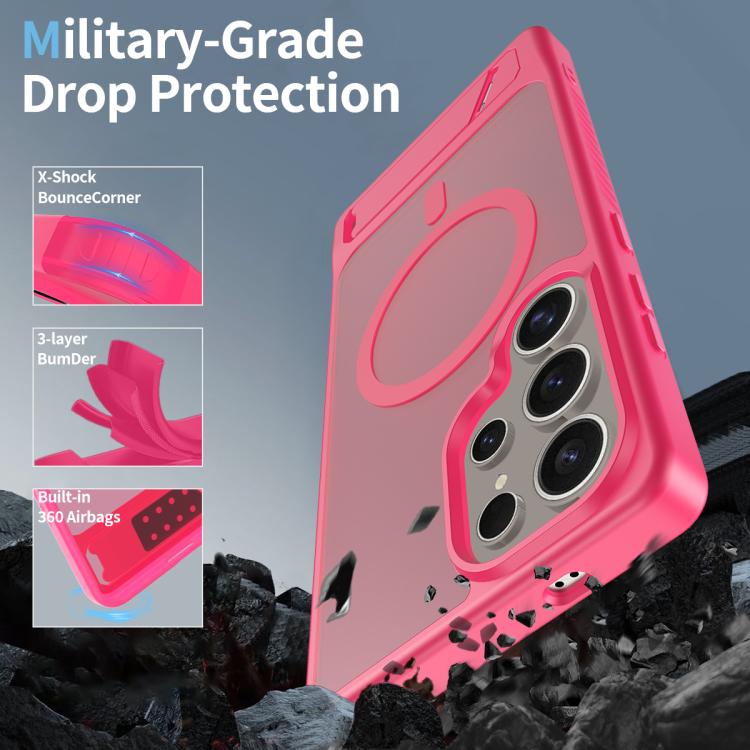 For Samsung Galaxy S23 Ultra 5G Frosted Holder PC Hybrid TPU MagSafe Phone Case