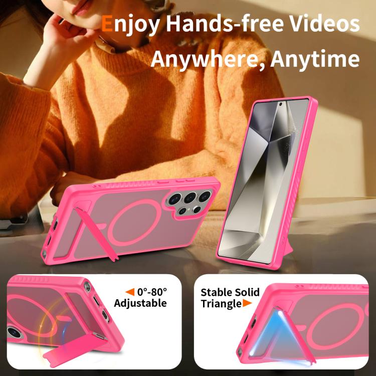 For Samsung Galaxy S23 Ultra 5G Frosted Holder PC Hybrid TPU MagSafe Phone Case