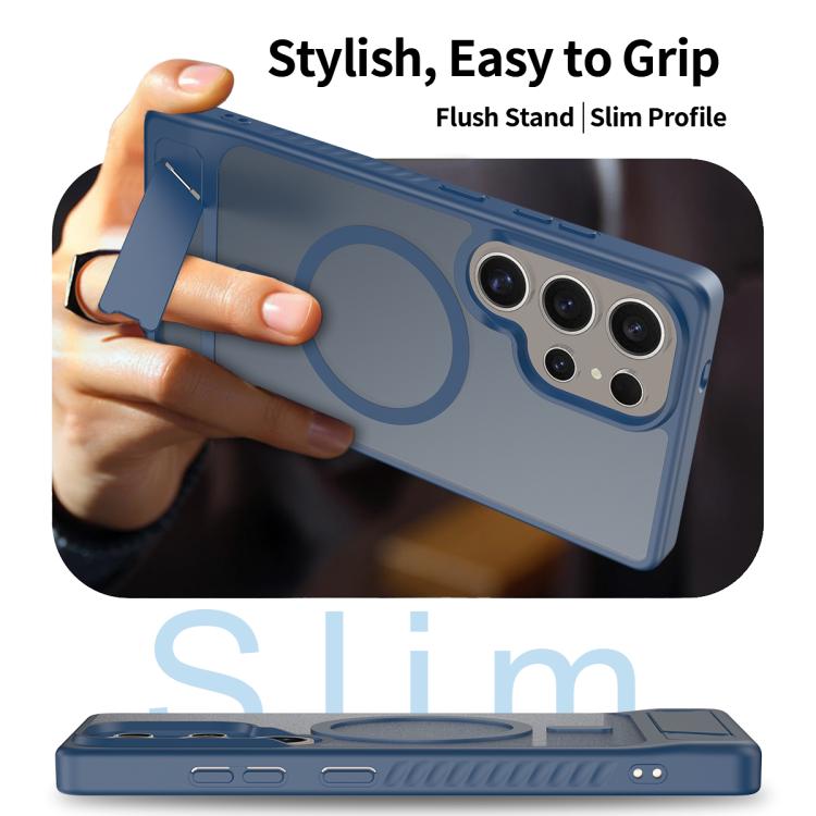 For Samsung Galaxy S23 Ultra 5G Frosted Holder PC Hybrid TPU MagSafe Phone Case