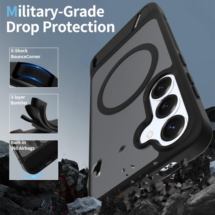 For Samsung Galaxy S25 5G Frosted Holder PC Hybrid TPU MagSafe Phone Case