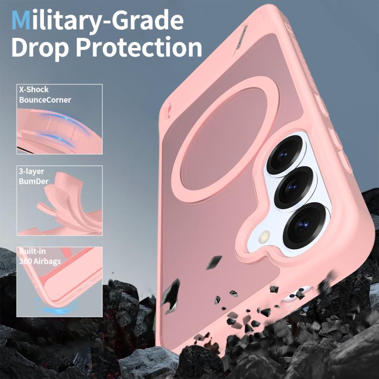 For Samsung Galaxy S25 5G Frosted Holder PC Hybrid TPU MagSafe Phone Case