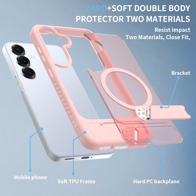 For Samsung Galaxy S25 5G Frosted Holder PC Hybrid TPU MagSafe Phone Case