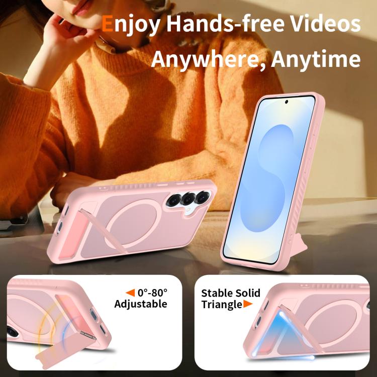For Samsung Galaxy S25 5G Frosted Holder PC Hybrid TPU MagSafe Phone Case