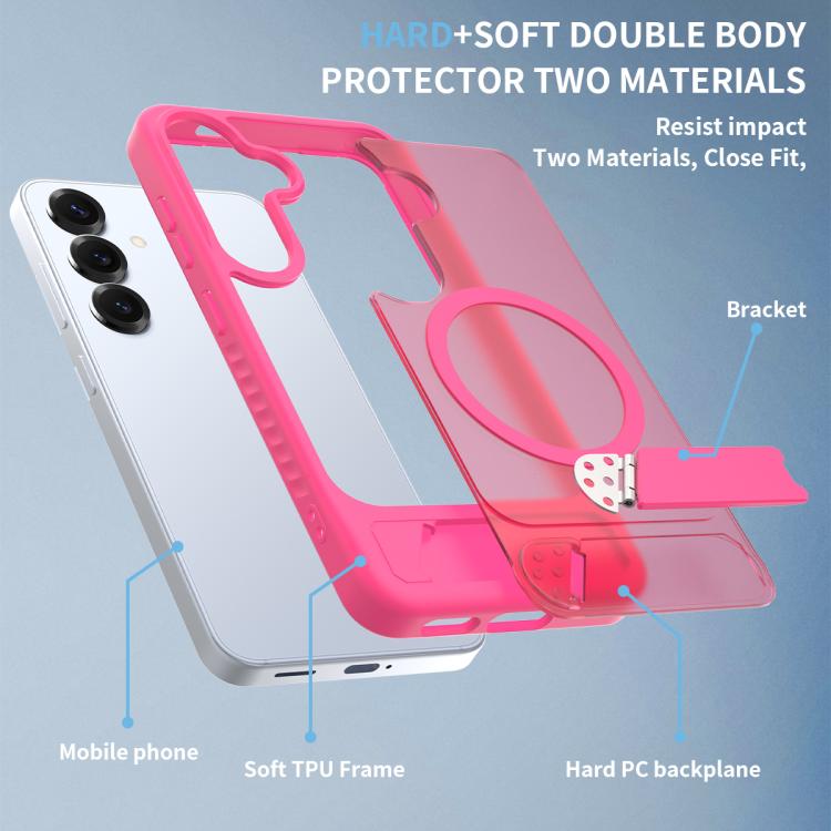 For Samsung Galaxy S25 5G Frosted Holder PC Hybrid TPU MagSafe Phone Case