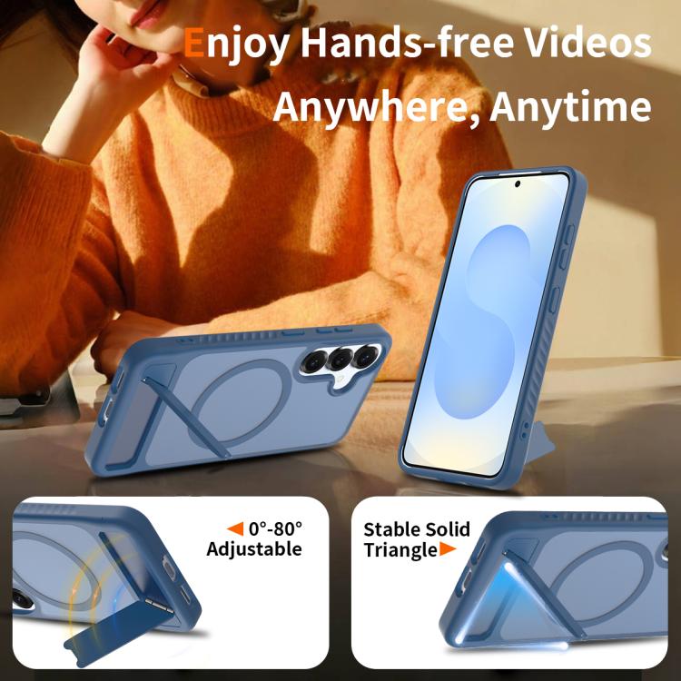 For Samsung Galaxy S25 5G Frosted Holder PC Hybrid TPU MagSafe Phone Case