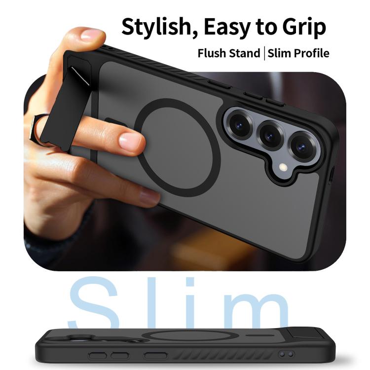 For Samsung Galaxy S24+ 5G Frosted Holder PC Hybrid TPU MagSafe Phone Case