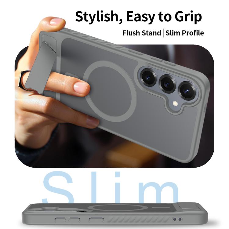 For Samsung Galaxy S24+ 5G Frosted Holder PC Hybrid TPU MagSafe Phone Case