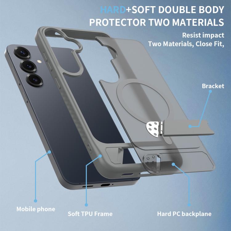 For Samsung Galaxy S24+ 5G Frosted Holder PC Hybrid TPU MagSafe Phone Case