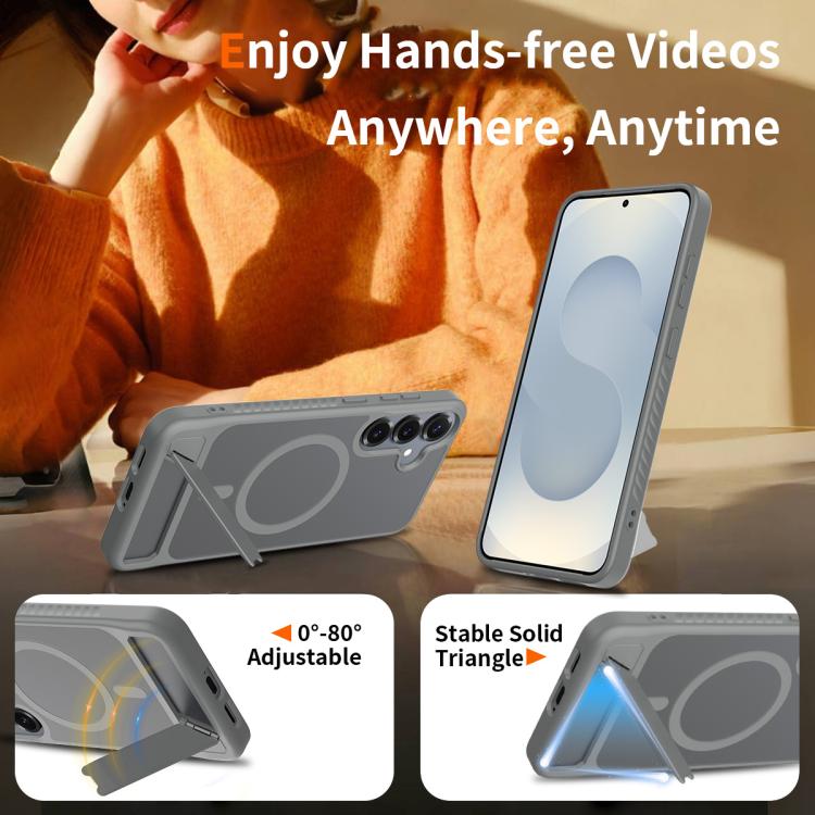 For Samsung Galaxy S24+ 5G Frosted Holder PC Hybrid TPU MagSafe Phone Case