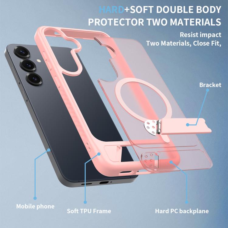 For Samsung Galaxy S24+ 5G Frosted Holder PC Hybrid TPU MagSafe Phone Case
