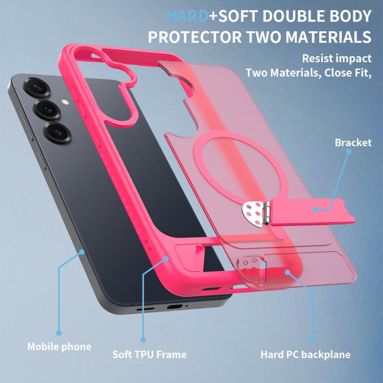 For Samsung Galaxy S24+ 5G Frosted Holder PC Hybrid TPU MagSafe Phone Case