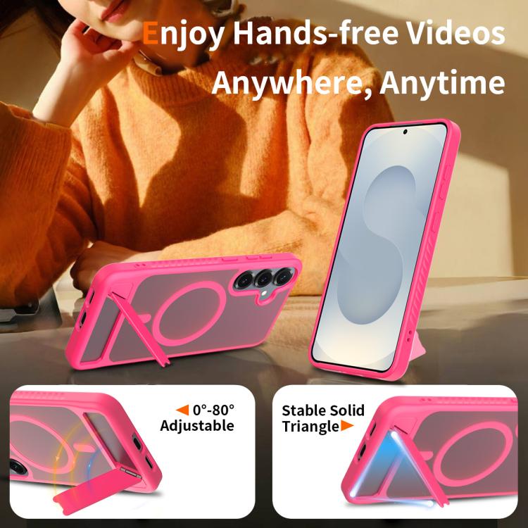 For Samsung Galaxy S24+ 5G Frosted Holder PC Hybrid TPU MagSafe Phone Case