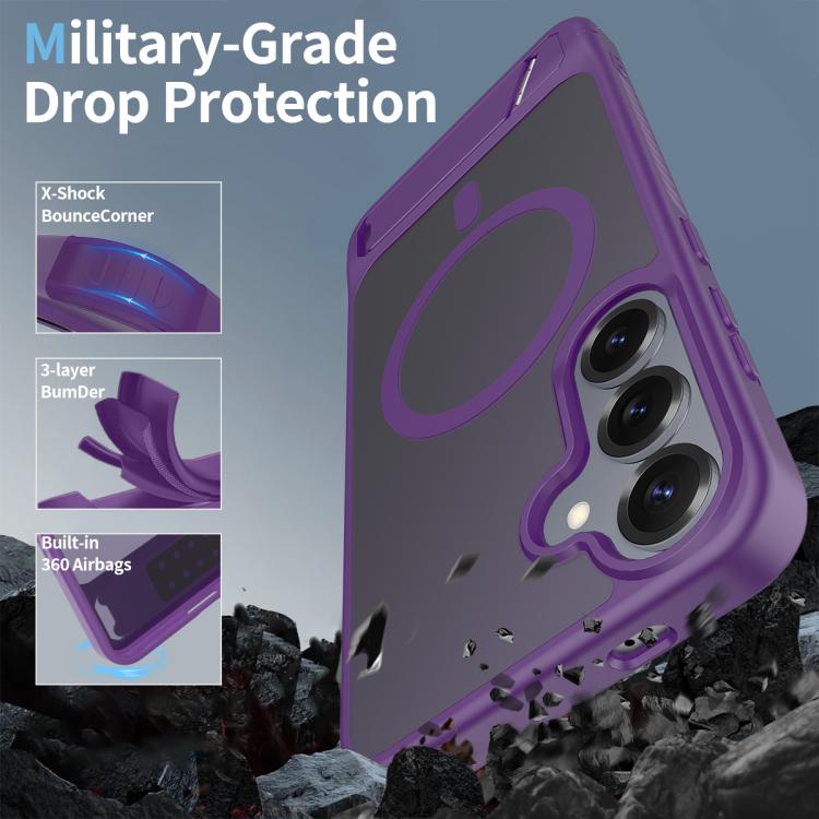 For Samsung Galaxy S24+ 5G Frosted Holder PC Hybrid TPU MagSafe Phone Case