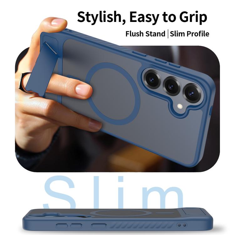 For Samsung Galaxy S24+ 5G Frosted Holder PC Hybrid TPU MagSafe Phone Case