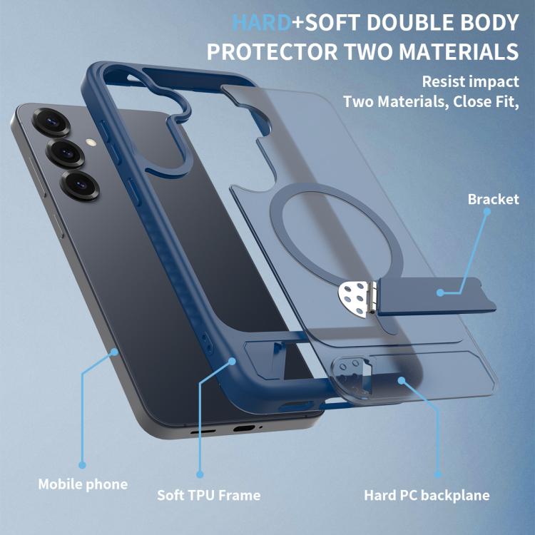 For Samsung Galaxy S24+ 5G Frosted Holder PC Hybrid TPU MagSafe Phone Case