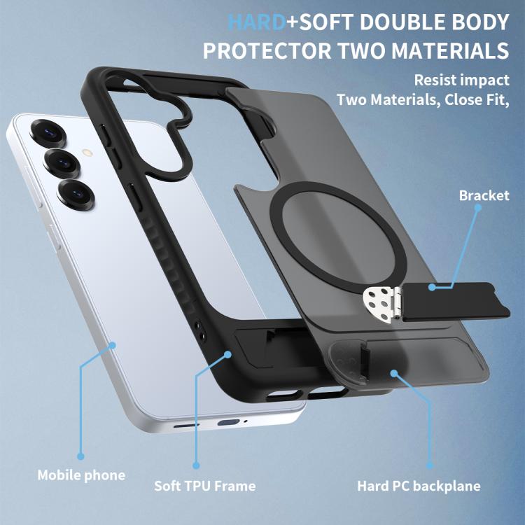 For Samsung Galaxy S23 5G Frosted Holder PC Hybrid TPU MagSafe Phone Case