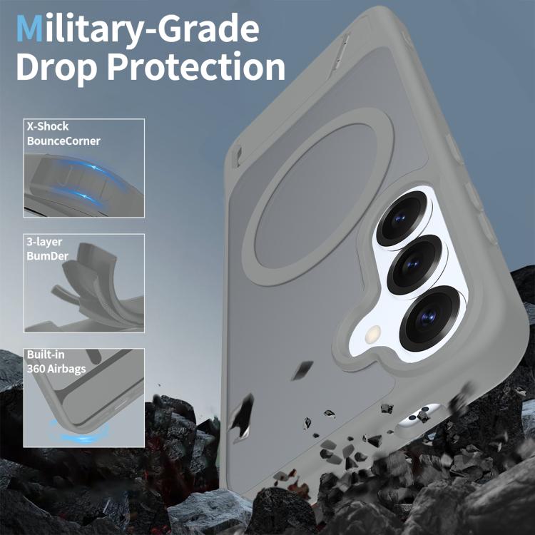 For Samsung Galaxy S23 5G Frosted Holder PC Hybrid TPU MagSafe Phone Case