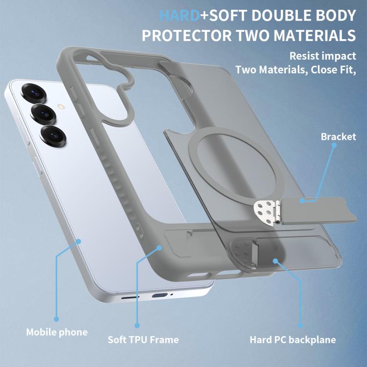 For Samsung Galaxy S23 5G Frosted Holder PC Hybrid TPU MagSafe Phone Case