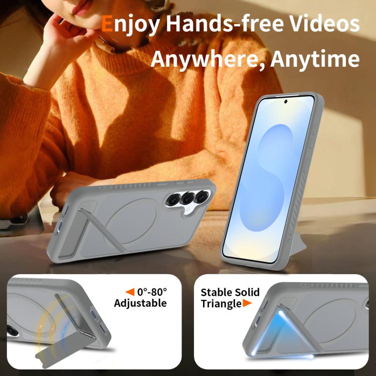 For Samsung Galaxy S23 5G Frosted Holder PC Hybrid TPU MagSafe Phone Case